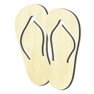 Flip Flops Sandals Laser Cut Out Unfinished Wood Shape Craft Supply