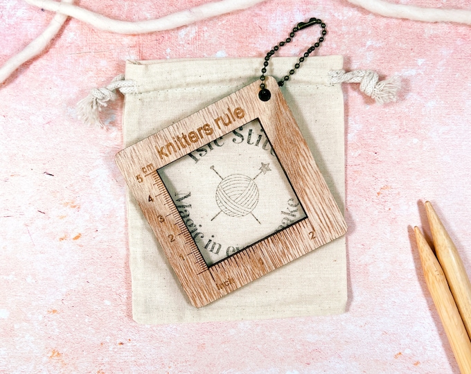 Wooden 2” Gauge Square Ruler for Measuring Tension in Knitting and ...