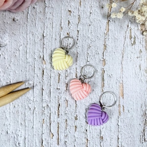 Set of Three Yarn Heart Stitch Markers for Knitting and Crochet Progress Keepers With Choice of Findings Cute Gift for Knitters & Crocheters