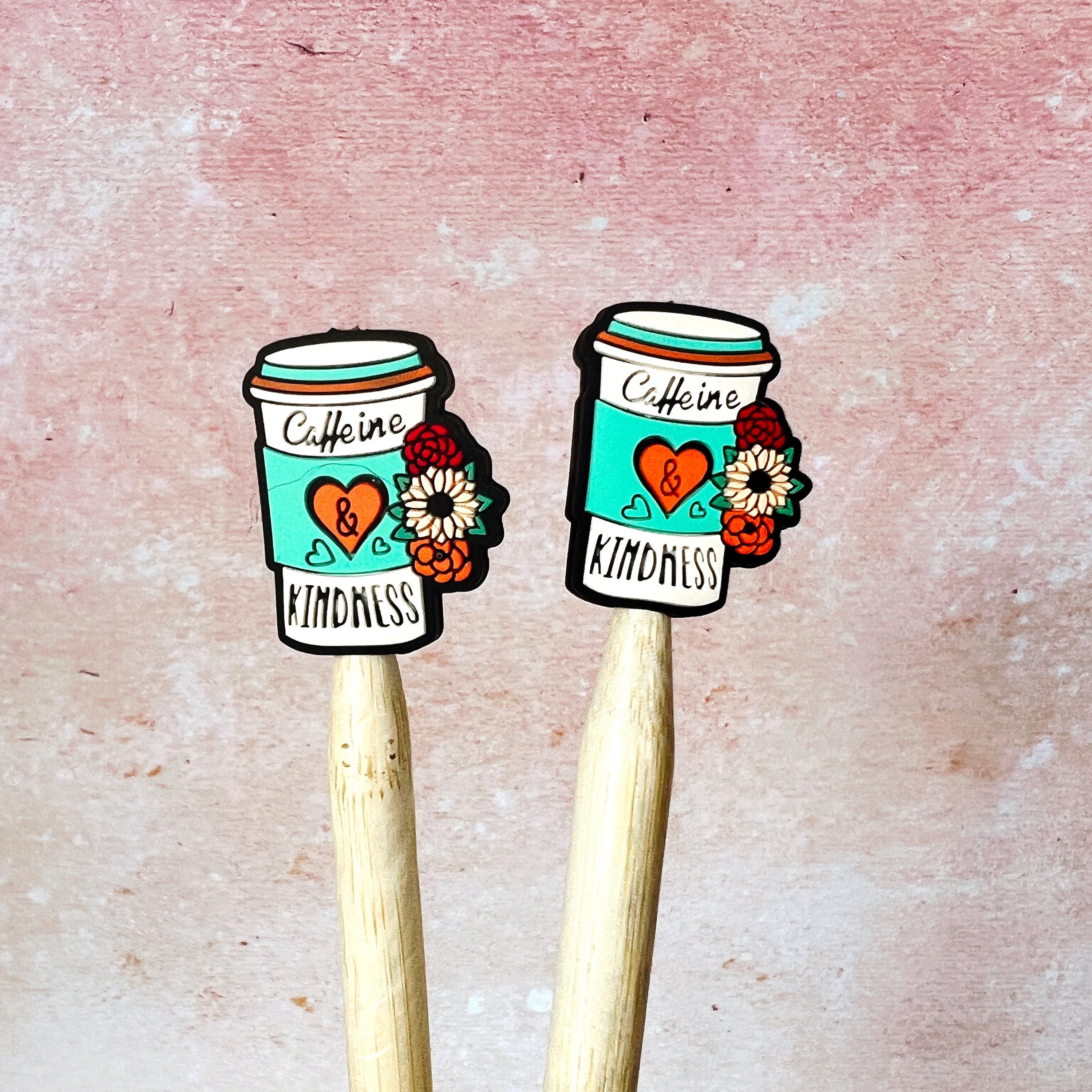 Coffee Lover Stitch Stoppers Keep Your Knit Stitches Safe, The Perfect Cute Gift for Knitting or Crocheting. Free Stitch Marker Included.