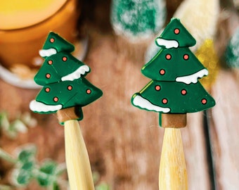 Snow Tipped Christmas Tree Stitch Stoppers Just Perfect for Keeping Those Precious Knitting Stitches Safe!