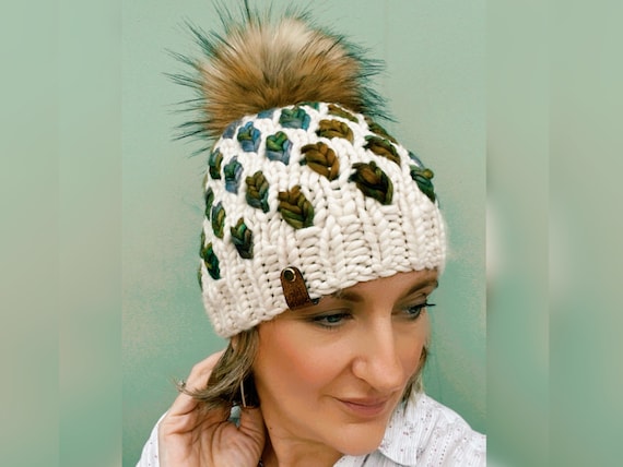 A New Leaf Beanie Knitting Pattern Using Mosaic Knitting