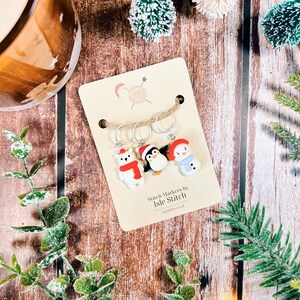 Three Fun Festive Stitch Markers with your Choice of Findings for all your Knitting and Crochet Needs! Optional FREE Storage Bag