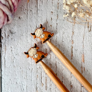 Highland Cow Stitch Stoppers for Knitting, the Perfect Stitch Minders or Point Protectors For Your Knitting Project Cute Gift For Knitters