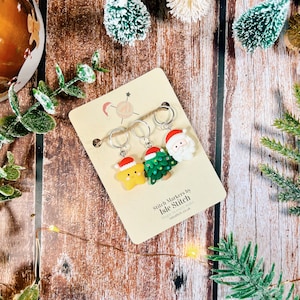 Three Fun Festive Stitch Markers with your Choice of Findings for all your Knitting and Crochet Needs! Optional FREE Storage Bag