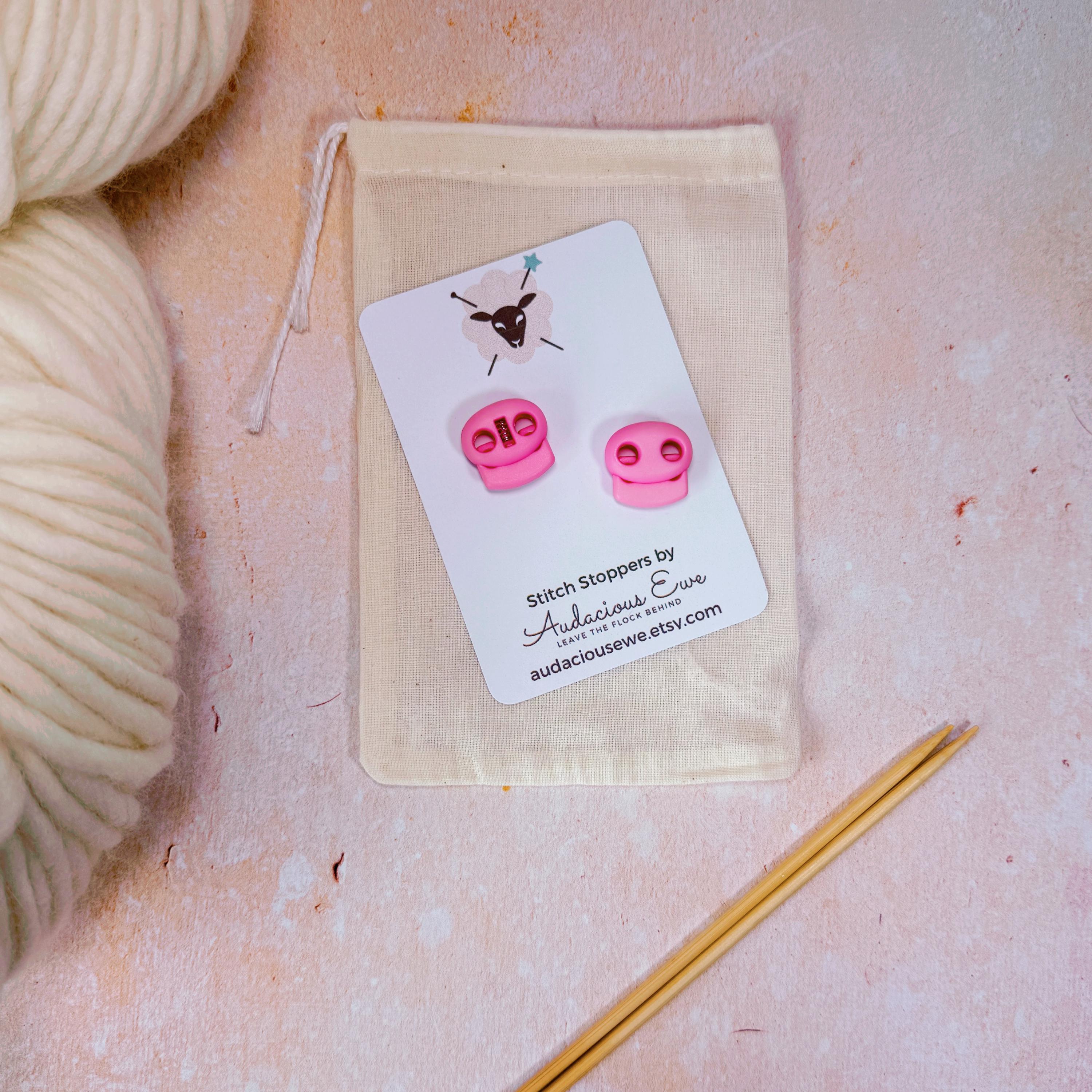Pink or Purple Knitting Needle Stoppers, Pair