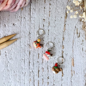 Satz von drei Tier Maschenmarkierer 's häkeln Fortschritt Wächter Stricken Marker Stricken Notion häkeln Tier Anhänger Geschenke für Strickerinnen