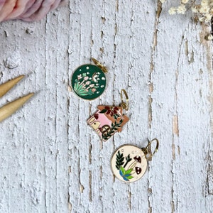 Set of Three Whimsical Stitch Markers for Knitting and Crochet Progress Keepers With Choice of Findings Cute Gift for Knitters & Crocheters