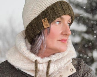 Patrón de tejido para gorro The Huddle Hat: de lana Aran a lana súper gruesa / Descarga digital en PDF / Inglés