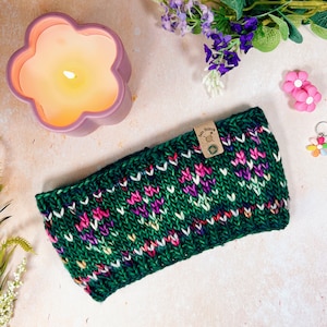 Bloeiende steken Fairisle hoofdband breipatroon voor volwassen tiener gestrande kleurwerk bloem oorwarmer DK tot super dikke grafieken