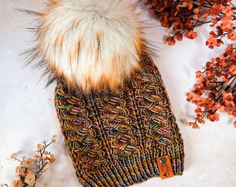 Patrón de tejido para gorro Textus, descarga digital del patrón de trenzas en inglés para principiantes aventureros.