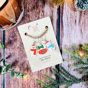 Three Fun Festive Stitch Markers with your Choice of Findings for all your Knitting and Crochet Needs! Optional FREE Storage Bag