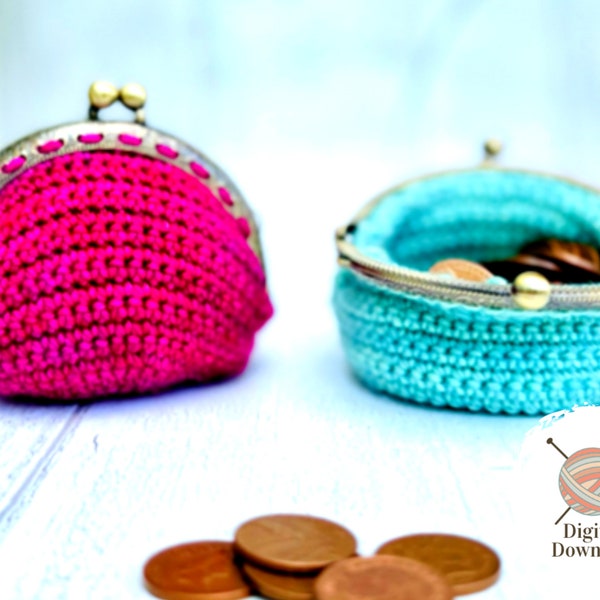 Penny Pocket Coin Purse Crochet Pattern, Digital Download Crochet Purse Pattern, Includes US and UK Crochet Terms