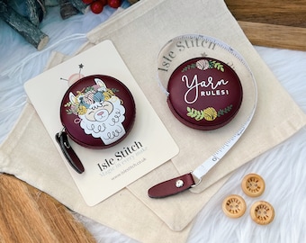 Llama Tape Measure Yarn Rules Measure Leather Look 1.5 metre 60" Measure Retractable Tape Measure for Sewing, Knitting, Crocheting, Quilting