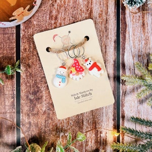 Three Fun Festive Stitch Markers with your Choice of Findings for all your Knitting and Crochet Needs! Optional FREE Storage Bag