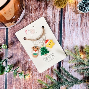 Three Fun Festive Stitch Markers with your Choice of Findings for all your Knitting and Crochet Needs! Optional FREE Storage Bag