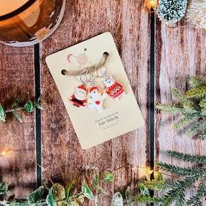 Three Fun Festive Stitch Markers with your Choice of Findings for all your Knitting and Crochet Needs! Optional FREE Storage Bag
