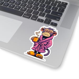 Cozy Monkey Kiss-Cut Stickers: Fun Laptop & Water Bottle Decals