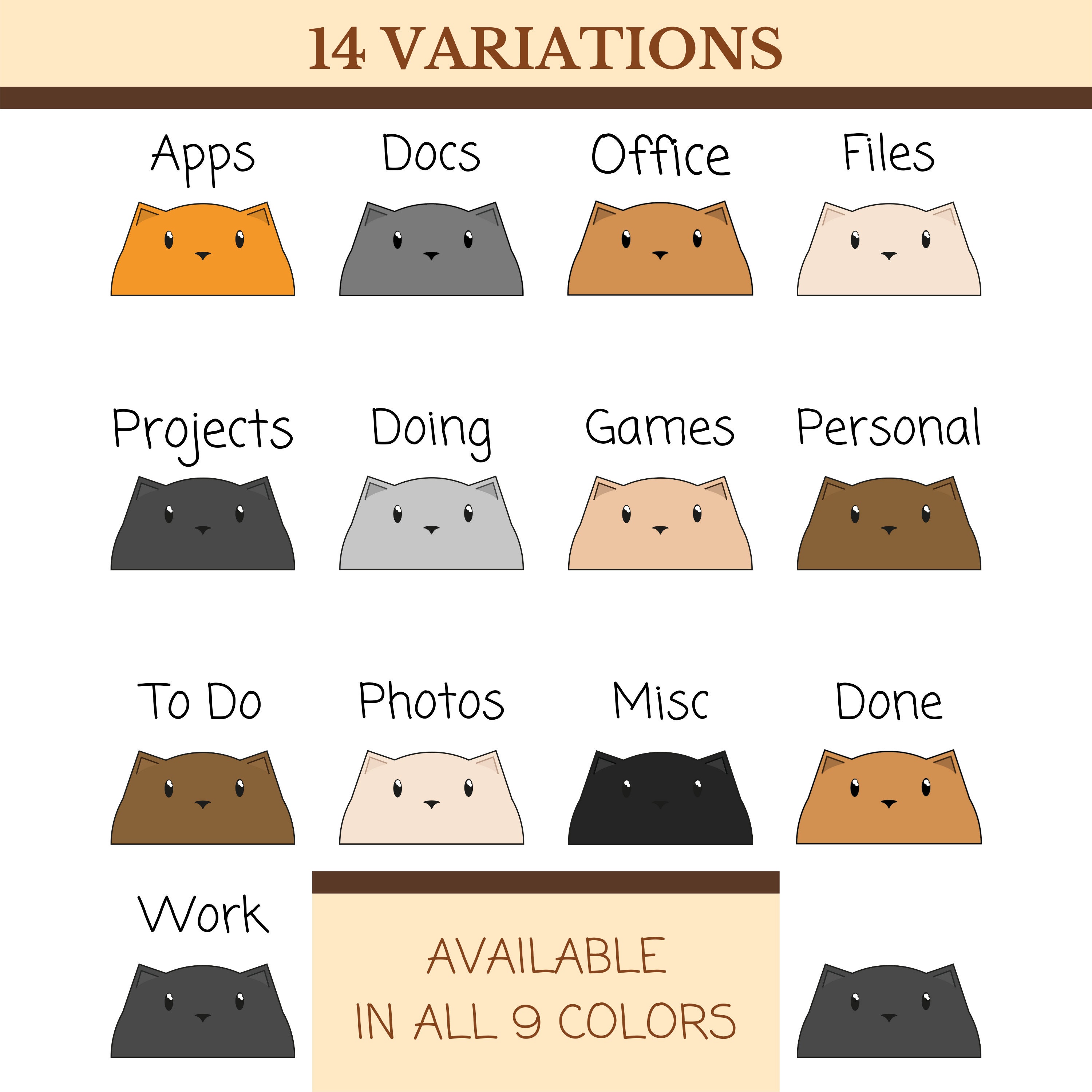 Cat File Floder Computer Desktop Folder - CATS Icons Bundle | Windows and Mac Organiser | Kitty ...