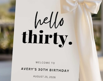 Modern Birthday Welcome Sign, Editable Canva Template, 30th Welcome Sign