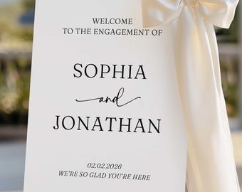 Minimalist Engagement Welcome Sign, Editable Canva Template, Modern Engagement Party Poster