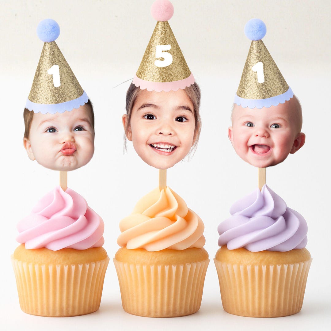 Custom Photo Cupcake Toppers – Digital File – Personalized Face Toppers ...