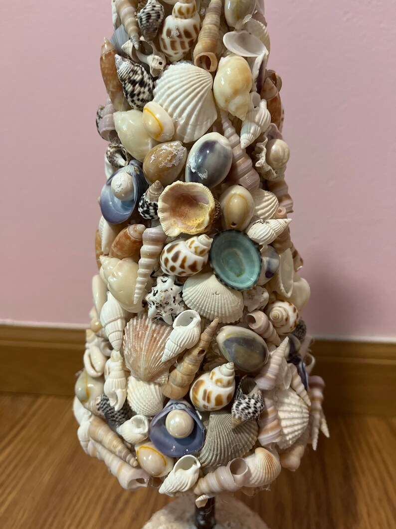 Set of 3 Seashell Christmas Tree Table Top Accents Nautical Holiday