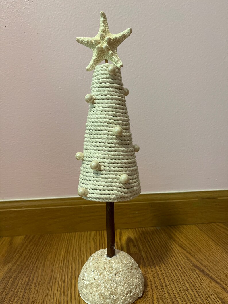 Set of 3 Seashell Christmas Tree Table Top Accents Nautical Holiday