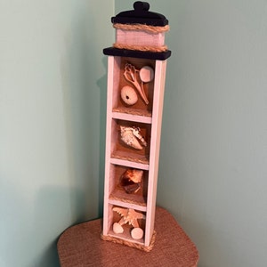 Lighthouse Seashell Display Nautical themed with Sisal Rope