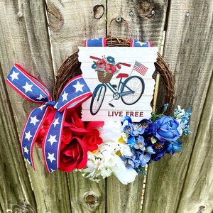 Small 4th of July Wreath, Floral 4th of July, 4th of July Decor, Red White and Blue Wreath, Americana Decor, Patriotic America Door Wreath