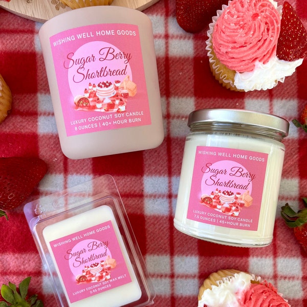 Strawberry Candle, Strawberry Shortcake, Strawberry Scented Candle, Strawberry Decor, Coconut Soy wax Candle, Gift for Girlfriend, Dessert