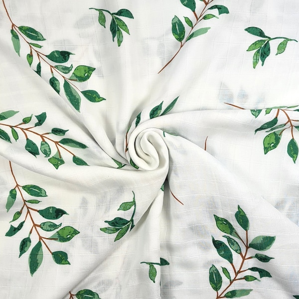 Bamboo Cotton Baby Lightweight Large Muslin Blanket - Leaves