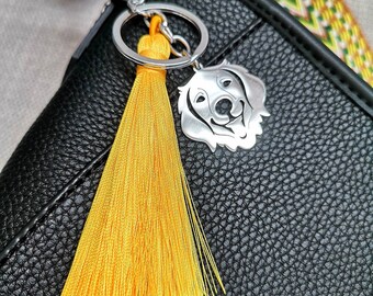 Dog lover gift Dog mom accessory Yorkie Golden retriever Corgi French bulldog keychain Tassel bag jewel
