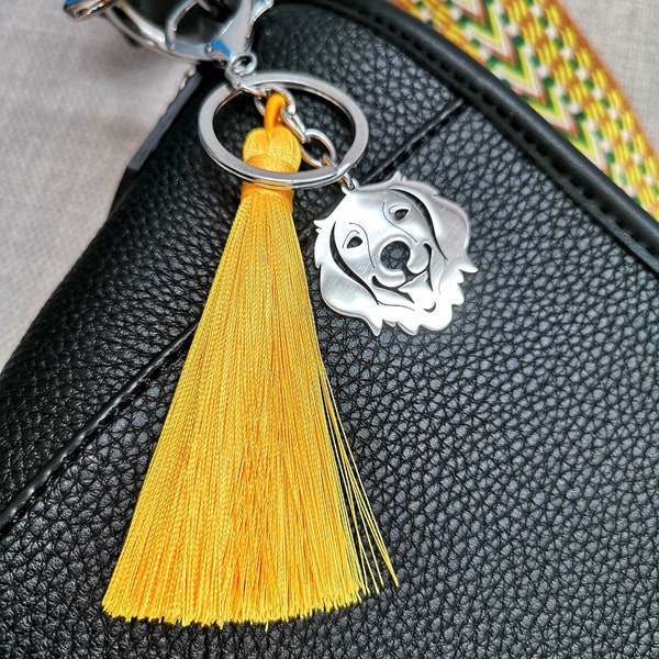 Dog lover gift Dog mom accessory Yorkie Golden retriever Corgi French bulldog keychain Tassel bag jewel