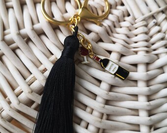 Red wine handbag accessory Red wine charm Tassel Bag charm