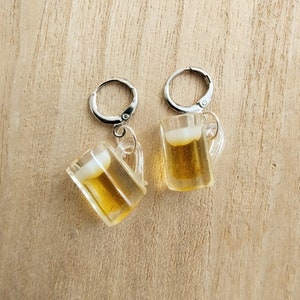 Beer earrings Beer mug Pint earrings Fun accessory