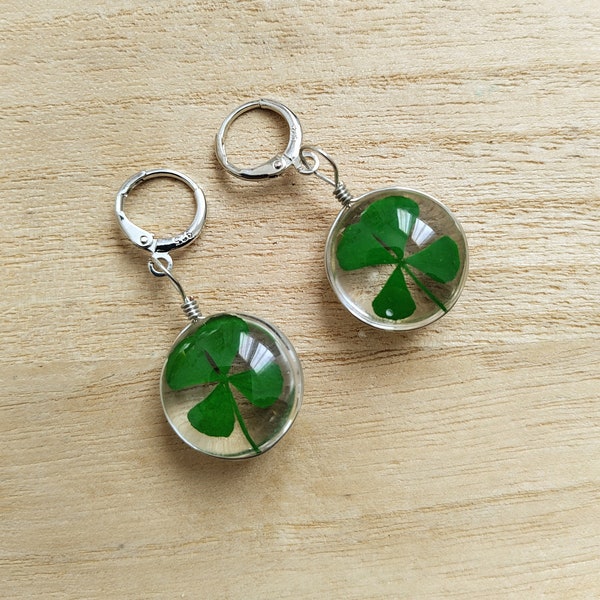 Shamrock earrings Saint Patrick's day jewelry Four leaf clover accessory Lucky charm