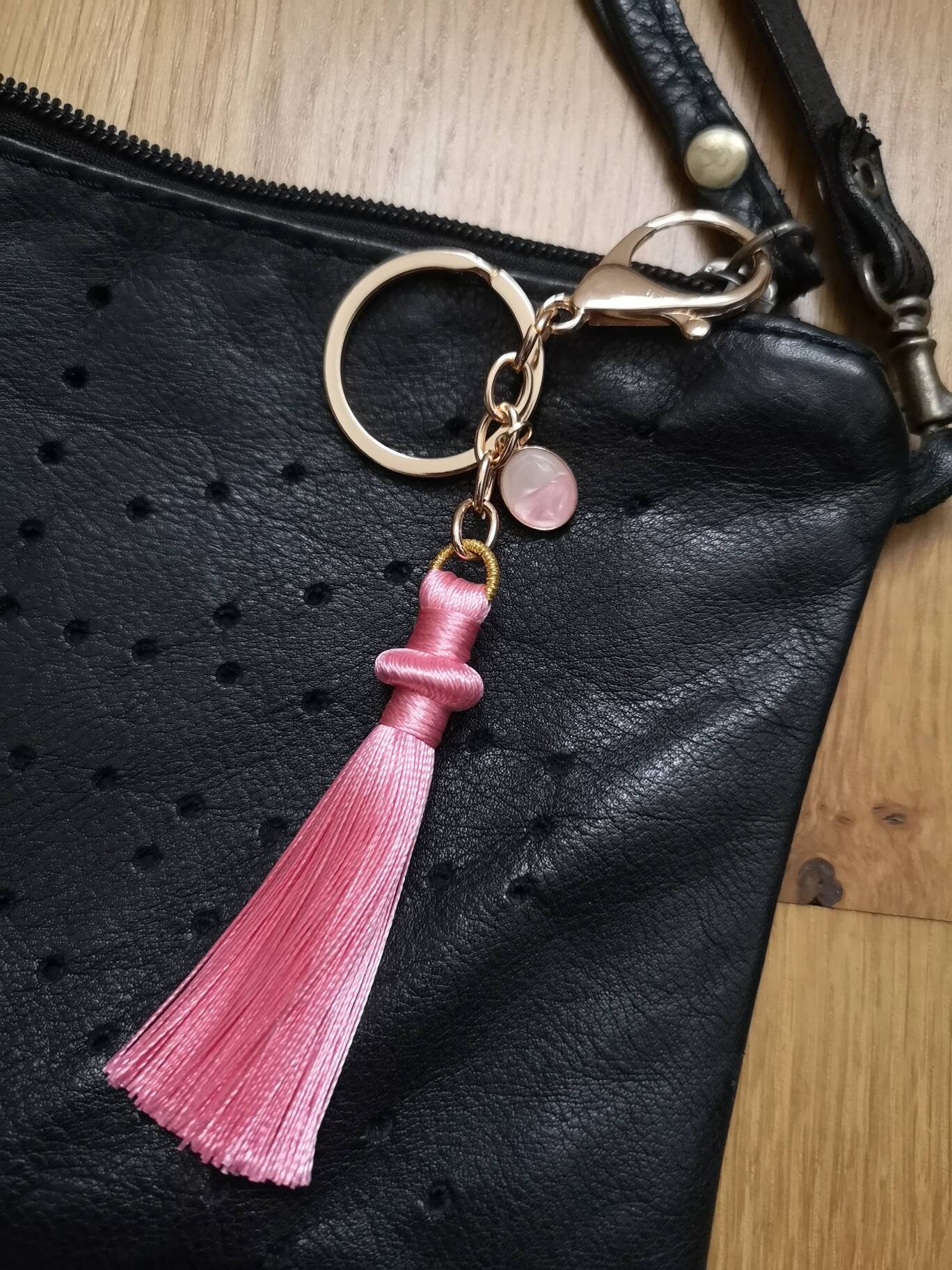 Pink tassel accessory Pink keychain Pink bag accessory