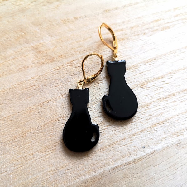 Cat earrings Black cat White cat Cat lover gift