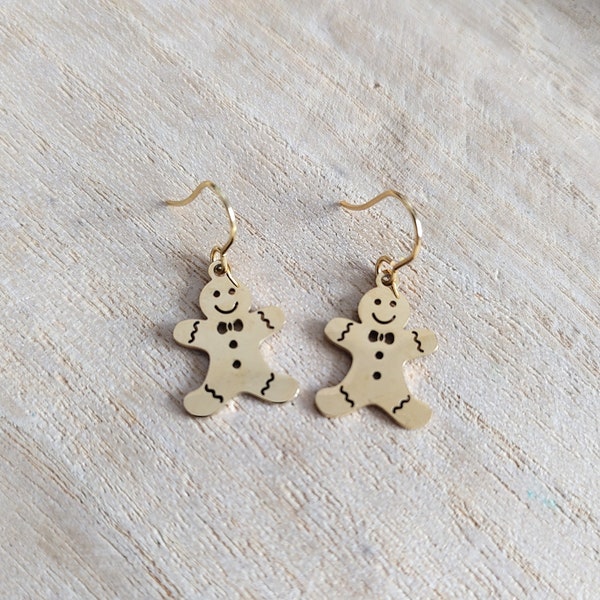 Gingerbread man earrings Minimalist jewelry