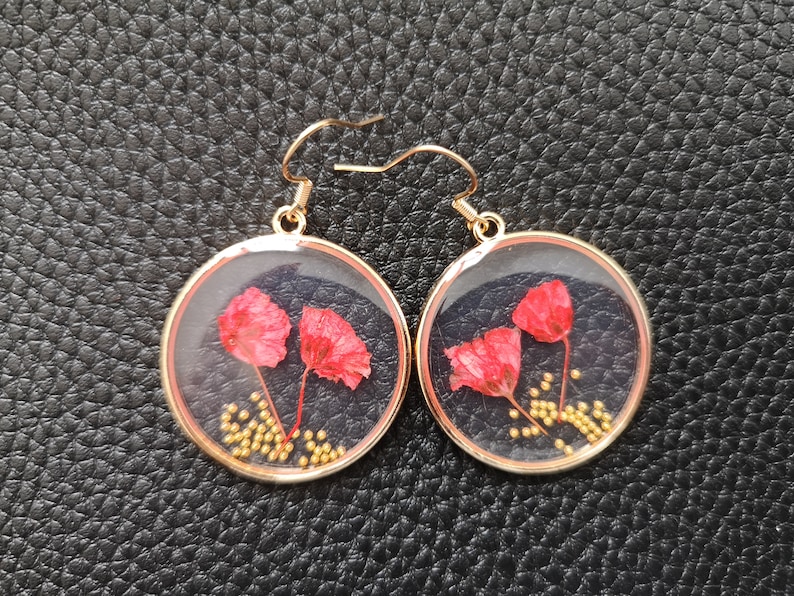 Poppy earrings Red flower earrings Resin jewelry image 3
