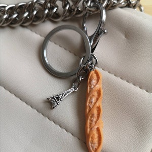 Paris keychain French baguette bag charm