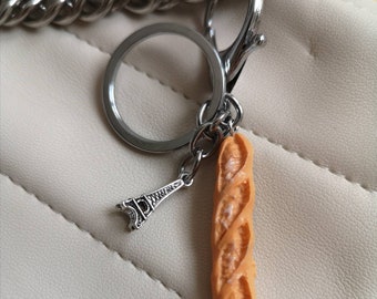 Paris keychain French baguette bag charm