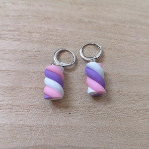 Marshmallow earrings Candy shaped jewelry S&#39;mores Candy factory Sweet treat Kawaii earrings Food themed jewelry