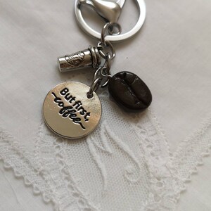 But first coffee keychain Coffee bean keychain Kawaii charm Coffee cup keychain Coffee liver gift