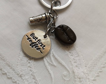 But first coffee keychain Coffee bean keychain Kawaii charm Coffee cup keychain Coffee liver gift