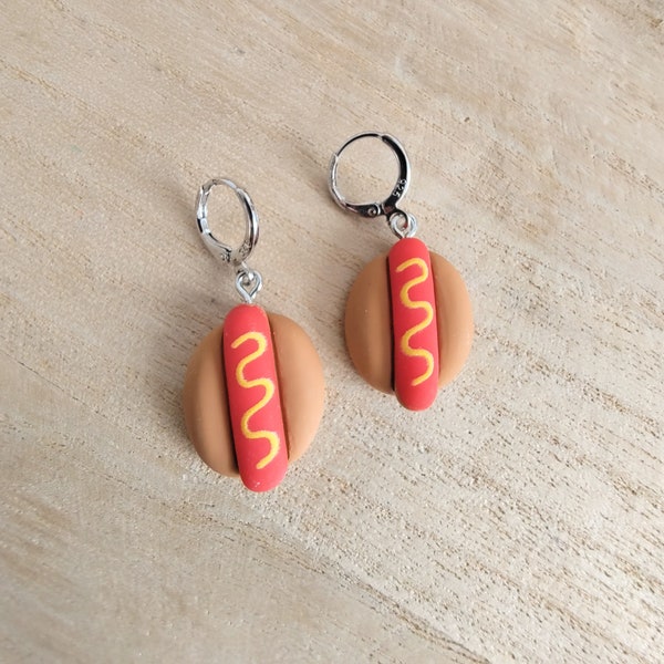 Hot dog earrings Food jewellery Kawaii aesthetic