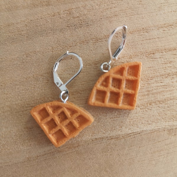 Waffle earrings Breakfast earrings Food themed Kawaii jewelry