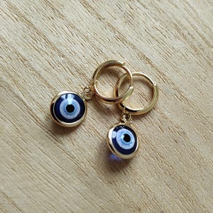Nazar earrings Turkish eye earrings Evil eye earrings Gold plated 14k clasp