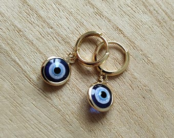 Nazar earrings Turkish eye earrings Evil eye earrings Gold plated 14k clasp
